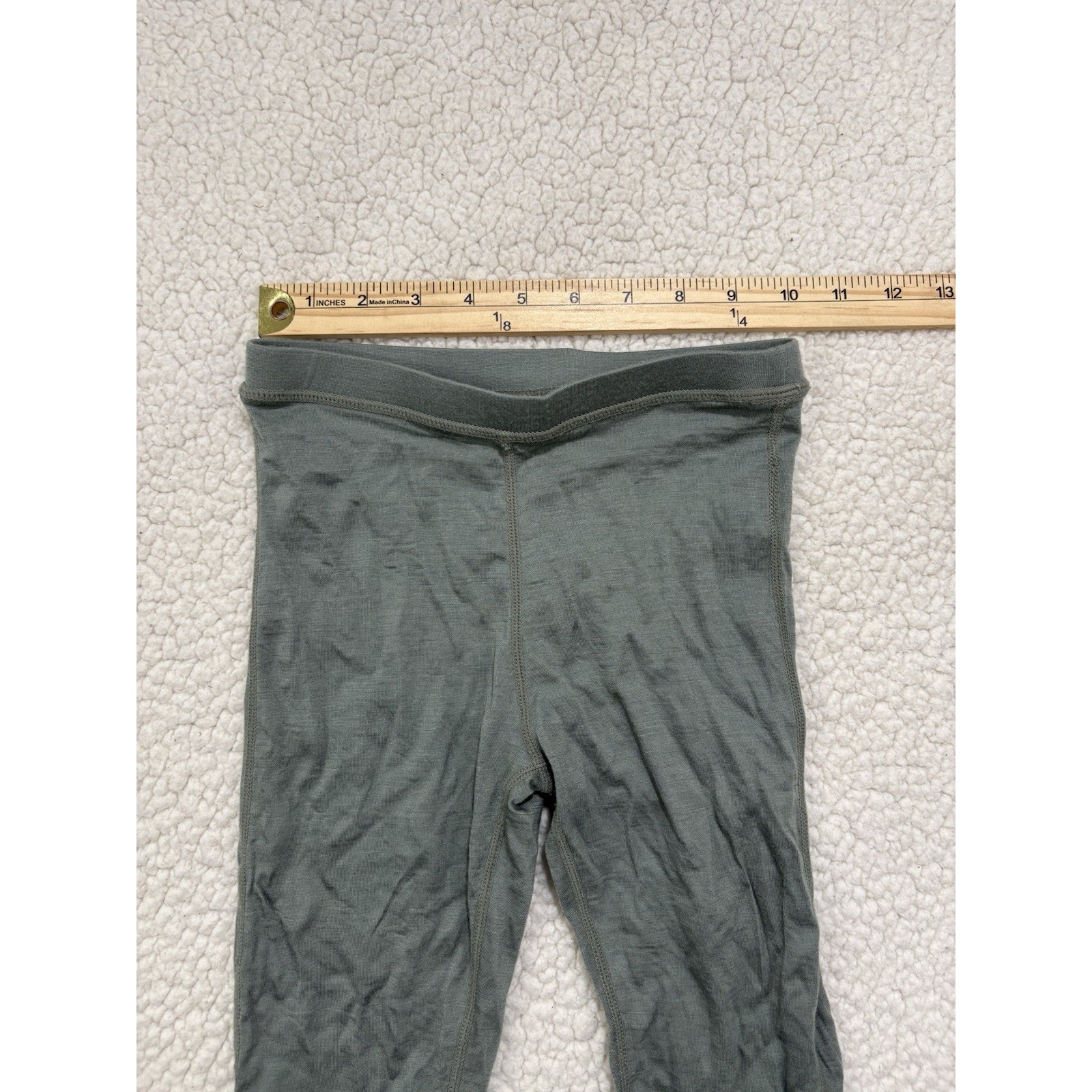 Woolino 100% Wool Leggings Base Layer Pants Kids Youth Size 8 Green Warm Boys — image 6 of 6